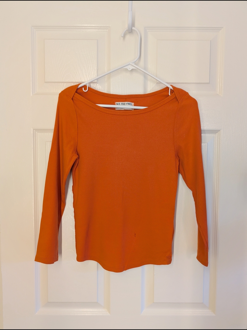 We The Free Rust-Orange Long Sleeve Boatneck Top